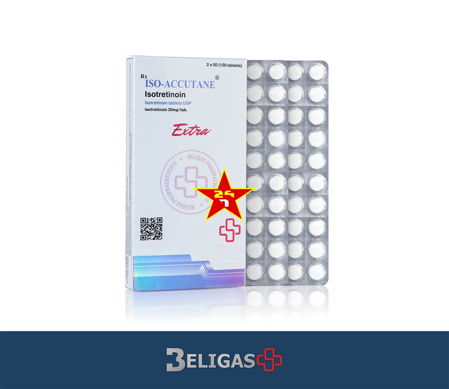 Beligas Accutane Isotretinoin, 20mg (100 tabs)